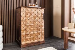 Design Barschrank BODEGA 90cm natur Pinienholz Weinregal Glashalter Schubladen