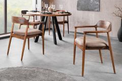 Design Stuhl KENNEDY braun massives Sheeshamholz mit Polstersitz Microfaser