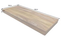 Massives Wandregal PURE 60cm braun stone finish Sheeshamholz Steckregal