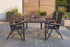 Moderner Gartentisch DESIGNO 150cm dunkelbraun schwarz Aluminium wetterfest