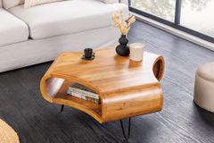 Massiver Couchtisch ORGANIC LIVING 90cm braun honey finish Akazienholz  mit Stauraum