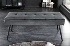 Design Sitzbank BOUTIQUE 100cm dunkelgrau Samt schwarze Metallbeine