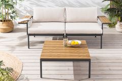 Outdoor Lounge Sitzgruppe MOBILE MODULAR 240cm anthrazit greige inkl. Kissen