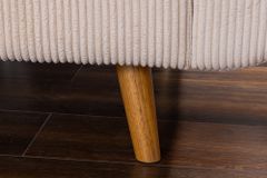 Schlafsofa BOUTIQUE 215cm beige Cord 3-Sitzer mit Holz-Füßen natur
