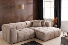 Modernes Ecksofa ZERO GRAVITY 240cm greige Cord 3-Sitzer Couch L-Form