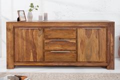Massivholz Sideboard MAKASSAR 175cm braun Sheesham stone finish Kommode mit Schubladen