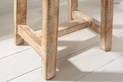 Massiver Hocker FINCA 45cm beige Mangoholz Handarbeit Boho Shabby Chic