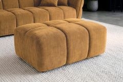 Moderner Hocker CLOUD 100cm senfgelb Vogue Samtstoff Federkern Fußhocker Sitzhocker