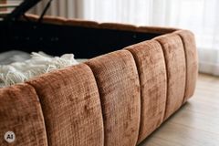 Design Boxbett ADLON 180x200cm rostbraun Chenille Cremona mit Stauraum und Lattenrost