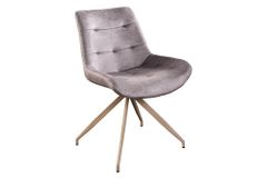 Design Stuhl DIVANI taupe Samt beiges Metallgestell