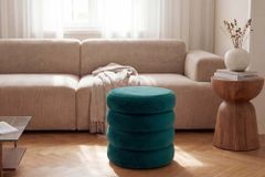 Runder Polsterhocker VOGUE 40cm grün Samt mit Stauraum