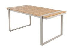 Wetterfester Gartentisch TAMPA LOUNGE 160cm greige natur Aluminium Metall Holz-Design Outdoor