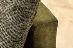 Ecksofa KENT 220cm grün Bicolor Chenille Federkern inkl. Hocker und Kissen