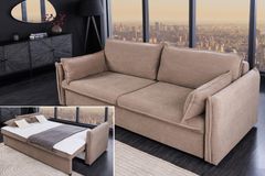 XXL Sofa mit Schlaffunktion APARTMENT  taupe Cord inkl. Bettkasten und Kissen