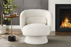 Drehbarer Design Sessel BOSSA NOVA beige Bouclé