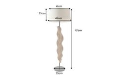 Massive Stehlampe LEAF 130cm weiß natur Teakholz Blatt-Design mit Stoffschirm