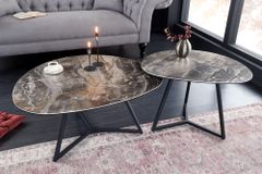 Moderner Couchtisch MARVELOUS 90cm taupe Marmor Keramik made in Italy