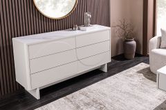 Design Sideboard SAVOY 150cm kaschmir weiß Marmor Keramik mit sechs Schubladen