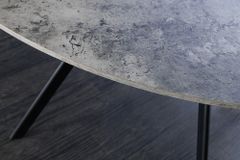 Runder Esstisch ATELIER 120cm grau Beton-Design schwarz Metall