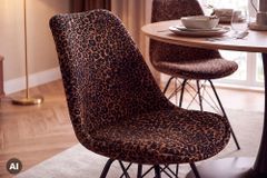 Design Stuhl SCANDINAVIA MEISTERSTÜCK braun schwarz Chenille schwarz Metallgestell