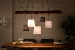 Design Hängelampe LEVELS 115cm Treibholz schwarz grau mit 5 Leuchten