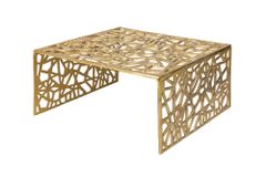 Handgearbeiteter Couchtisch ABSTRACT 60cm Alu gold im Gap Design