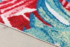 In- und Outdoor Teppich TROPICAL 240x160cm grün pink Blatt florales Design wetterfest