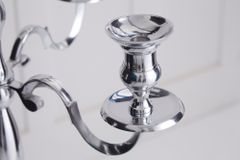 Kerzenständer MODERN BAROCK 120cm silber 5-armig Lüster Aluminium poliert Kerzenhalter