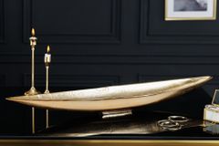 Handgearbeitete Deko Schale GOLD LEAF 80cm antik gold Aluminium