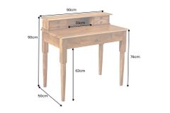 Design Sekretär HEMINGWAY M 90cm braun massiv Mangoholz honey finish Schreibtisch