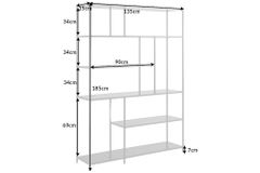 Modernes Bücherregal SLIM LINE 185x135cm graphit Metallgestell