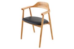 Retro Stuhl VALHALLA WOOD matt-braun Eiche Massivholz mit Armlehne