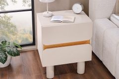 Design Nachtschrank COSMO 60cm cashmere weiß Eiche zwei Schubladen