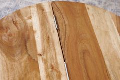 Runder Couchtisch ORIENT STORAGE 60cm kupfer Hammerschlag handmade Akazienholz mit Stauraum
