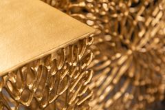 Filigranes Beistelltisch 2er Set ABSTRACT LEAF 45cm gold Handarbeit