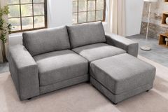 Moderner Hocker LOFT 75cm grau Vogue Velours Samt Nosagfederung Taschenfederkern