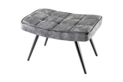 Moderner Hocker SCANDINAVIA grau Samt schwarze Metallbeine Fußhocker