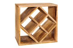 Massivholz Weinregal CUBUS 40cm Mango handmade Beistelltisch