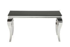 Eleganter Konsolentisch MODERN BAROCK 145cm schwarz Opalglas Edelstahlbeine