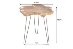 Einzigartiger Beistelltisch WILD 65cm natur Teakholz Hairpin Legs Couchtisch