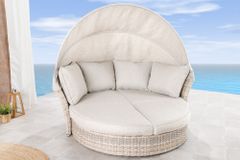 Drehbare Sonneninsel SEATTLE 195cm greige mit Sonnendach inkl. Kissen
