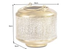 Deko Windlicht ORIENT 20cm gold Metall mit Patina handmade Laterne