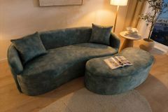 Extravagantes Sofa ELEMENTAL 180cm petrol Samt 2-Sitzer Couch mit Federkern