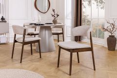 Design Stuhl VALHALLA WOOD braun Eiche smoke Walnuss Massivholz beige Strukturstoff