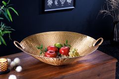 Handgearbeitete Deko Schale ORIENT 55cm gold Metall Hammerschlag Design