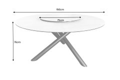 Runder Esstisch SPIN 150cm weiß mit 360° drehbarer Servierplatte Marmor Keramik schwarz