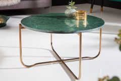 Runder Couchtisch NOBLE 65cm grün Marmor abnehmbare Tischplatte klappbar gold Metall