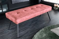 Design Sitzbank BOUTIQUE 100cm altrosa Samt schwarze Metallbeine Polsterbank