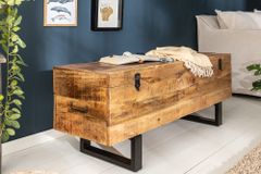 Industrial Truhenbank FACTORY LOFT 115cm Mangoholz natur Sitzbank