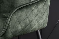 Design Barhocker EUPHORIA dunkelgrün Samt schwarze Metallbeine Barstuhl mit Lehne